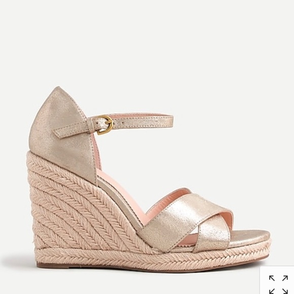NWT J. Crew Jute Wedge Sandals in Metallic Leather - Picture 5 of 5